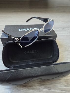 Chanel Women's Blue Lens Logo Cat-Eye Sunglasses